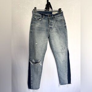 Pistola High Rise Button Fly Loose Fit Destructed Jeans Size 26